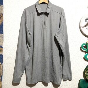 Tiger Woods Golf Long Sleeve Quarter Zip Pullover Shirt Mens LT Grey Textured